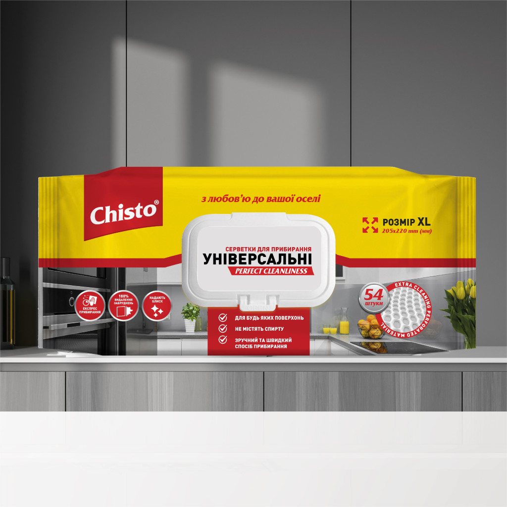 Серветки для прибирання Chisto Вологі універсальні з клапаном 54 шт. (4823098412373) - изображение 3