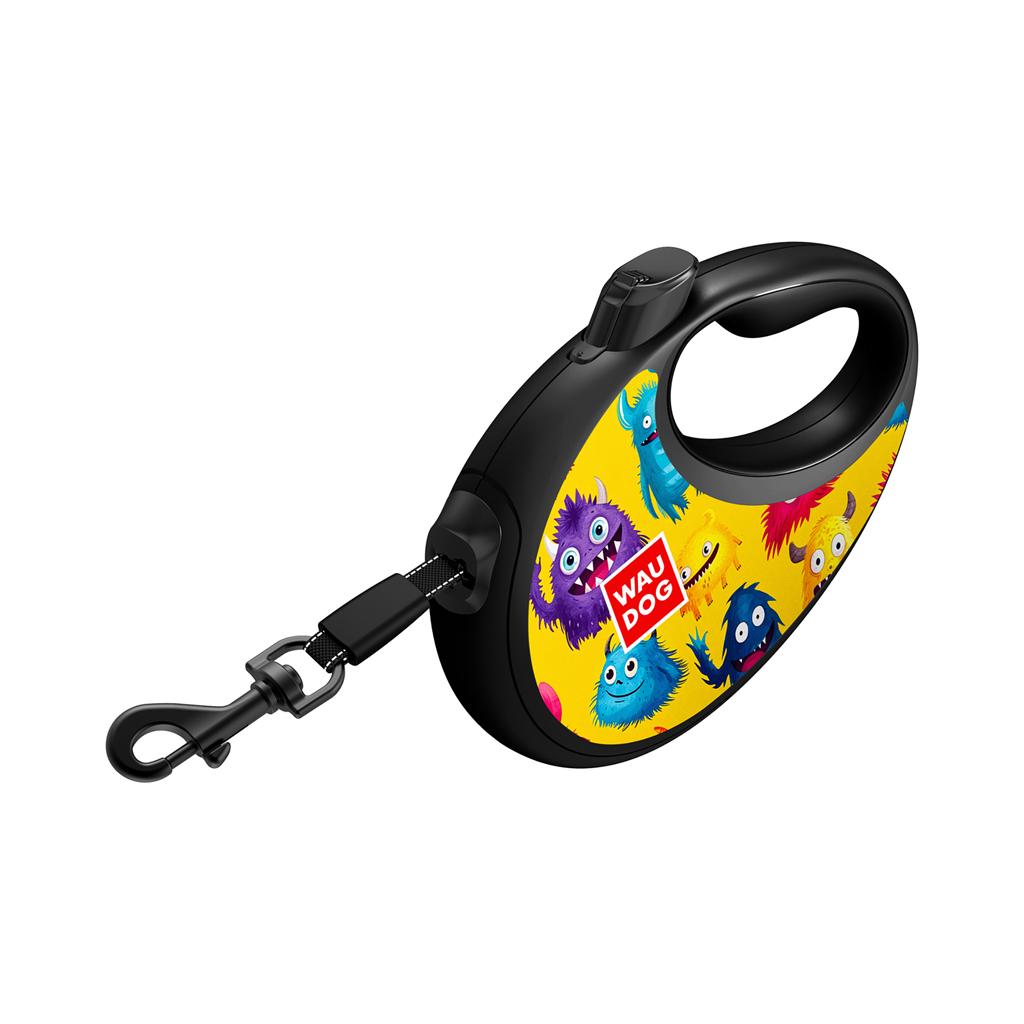Повідець для собак WAUDOG R-leash з контейнером для пакетів "Мохнаті монстри", світловідбивна стрічка, L (257-4050) - изображение 3
