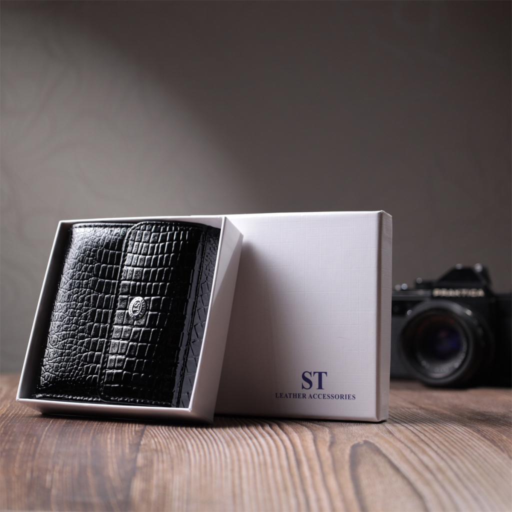 Гаманець ST Leather З натуральної шкіри Чорний (22706) - зображення 11