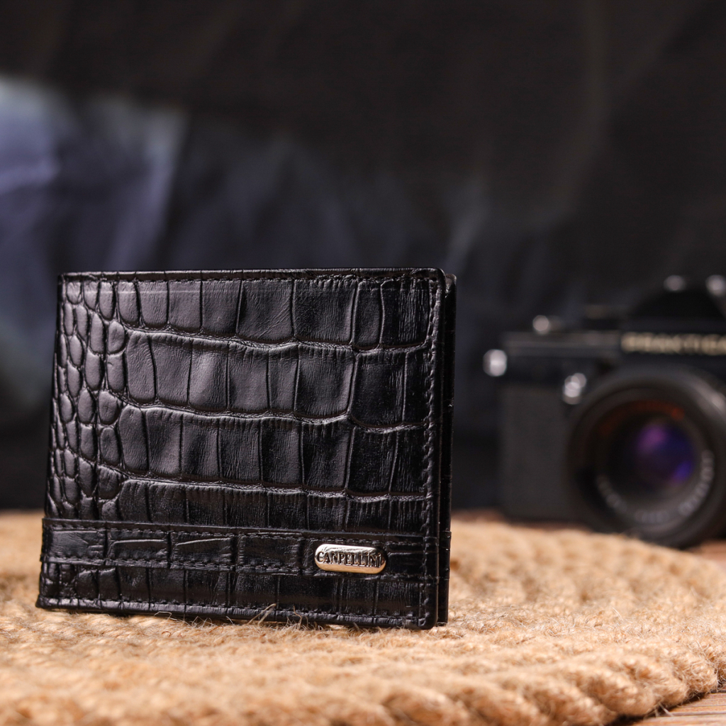 Гаманець Canpellini Затискач з натуральної шкіри Чорний (21520) - зображення 8