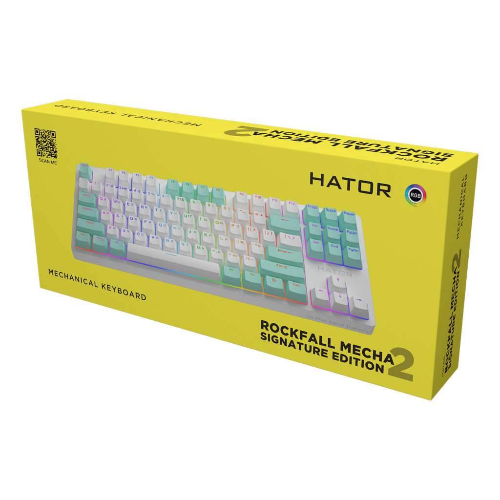 Клавіатура Hator Rockfall 2 Mecha Signature Edition USB White/White/Mint (HTK-521-WWM) - зображення 6