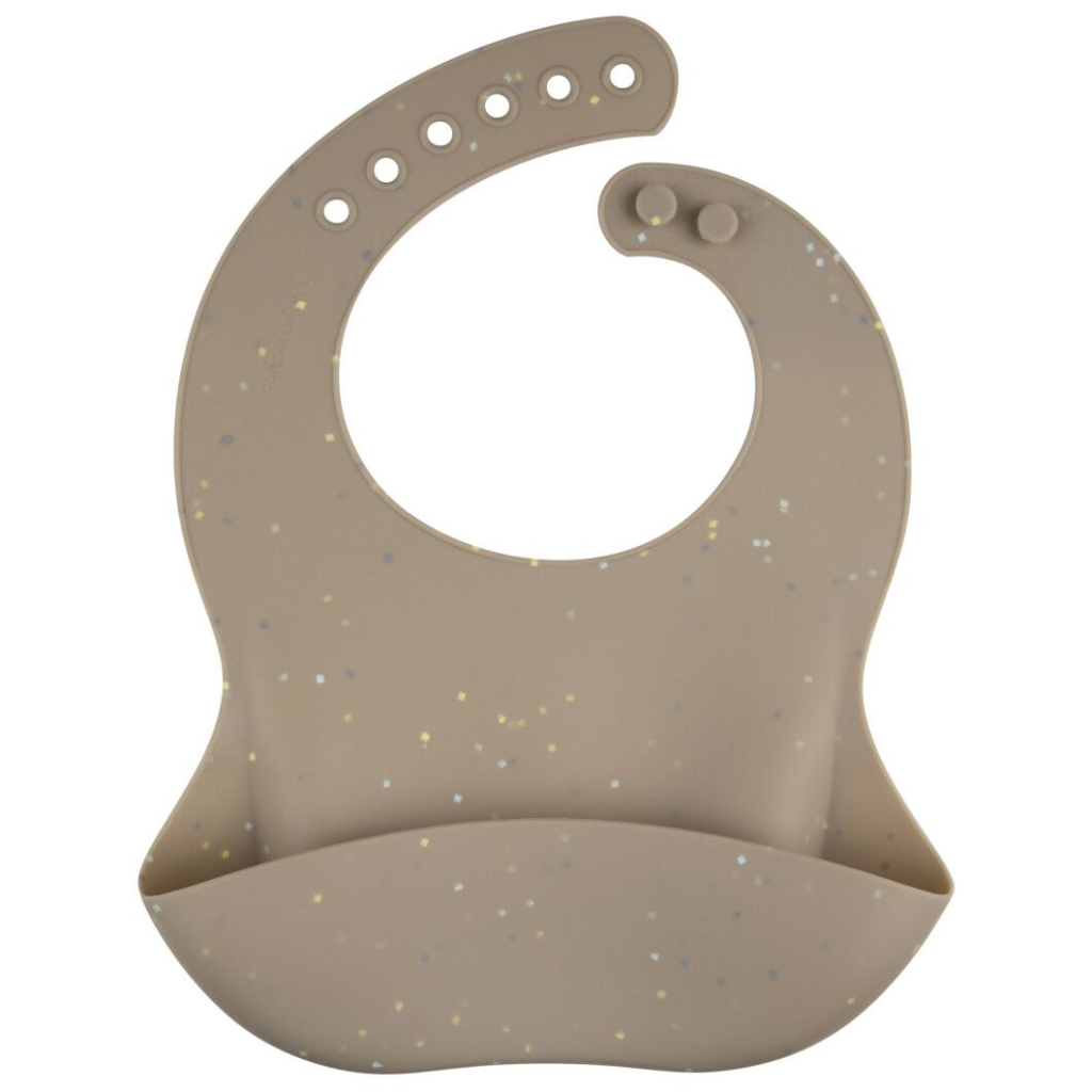 Нагрудничок Canpol babies DOTS силіконовий з кишенькою, бежевий (51/029_bei) - изображение 1