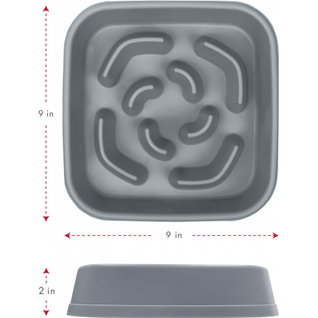 Посуд для собак Dexas Силіконова квадратна миска Slow Maze Feeder для повільного годування 1.44 л світло-сіра (0084297309930) - зображення 3