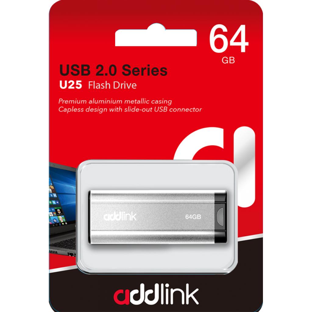USB флеш накопичувач AddLink 64GB U25 Silver USB 2.0 (ad64GBU25S2) - зображення 4
