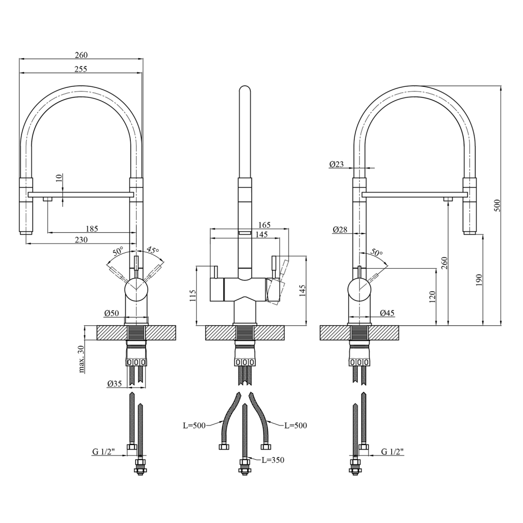 Змішувач Kroner Klassisch-ESG03815BLK (CV027933) - зображення 9