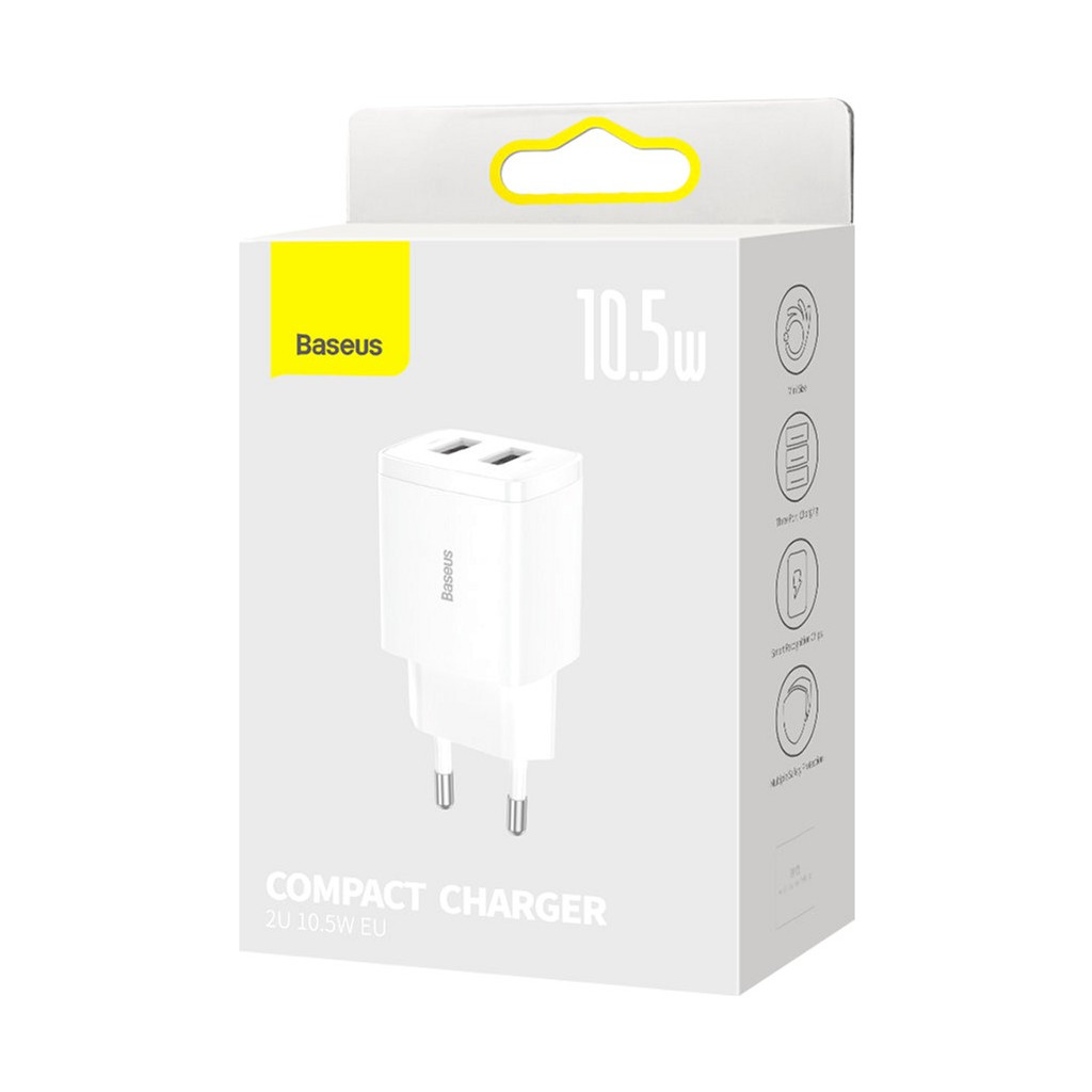 Зарядний пристрій Baseus Compact Charger 2U White (CCXJ010202) - зображення 8