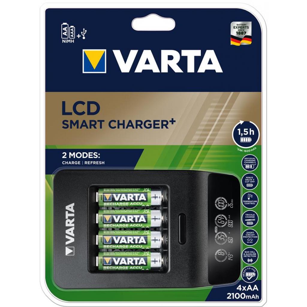 Зарядний пристрій для акумуляторів Varta LCD Smart Plus CHARGER +4*AA 2100 mAh (57684101441) - изображение 4