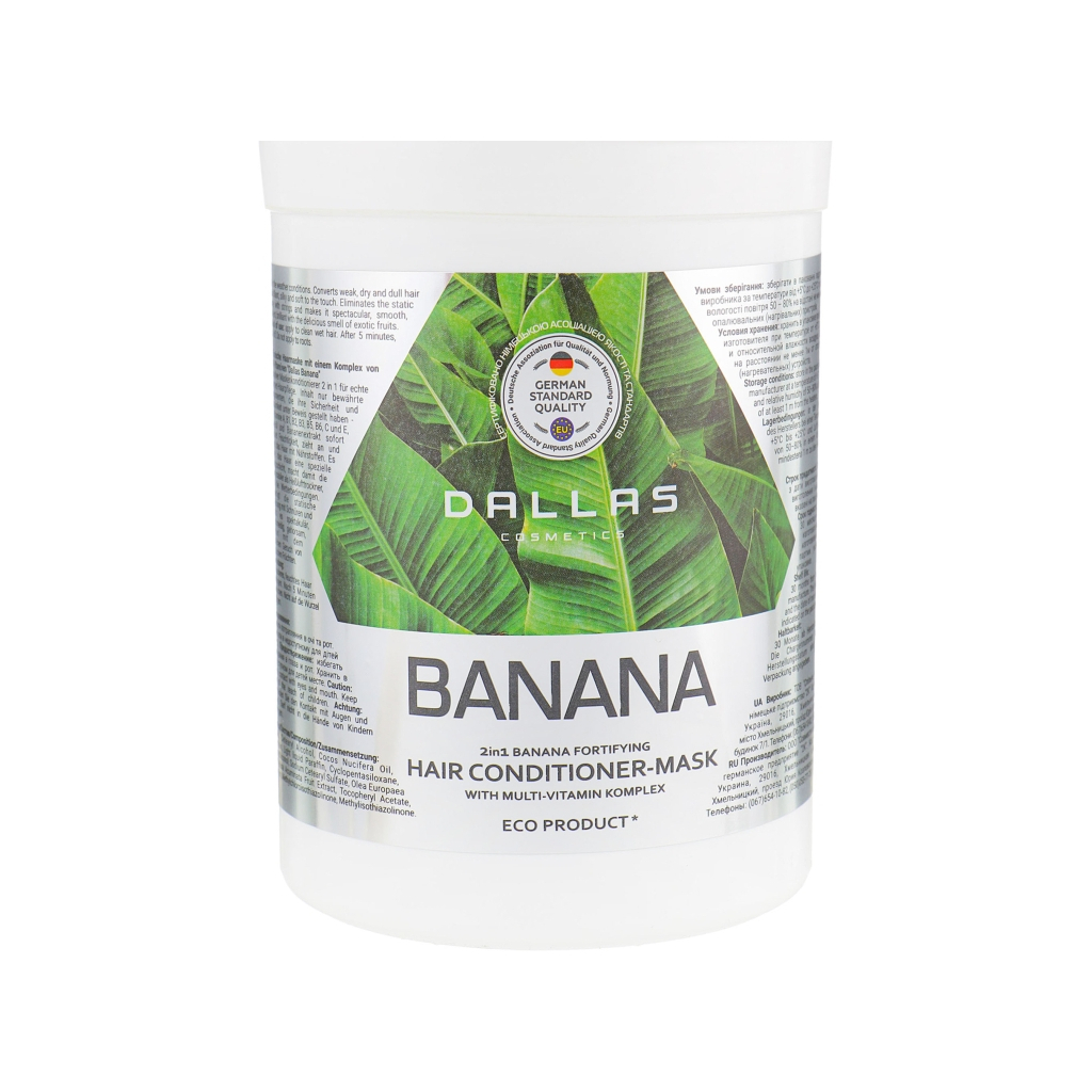 Маска для волосся Dalas Banana 2 в 1 для зміцнення волосся з екстрактом банана 1000 мл (4260637723185) - зображення 1