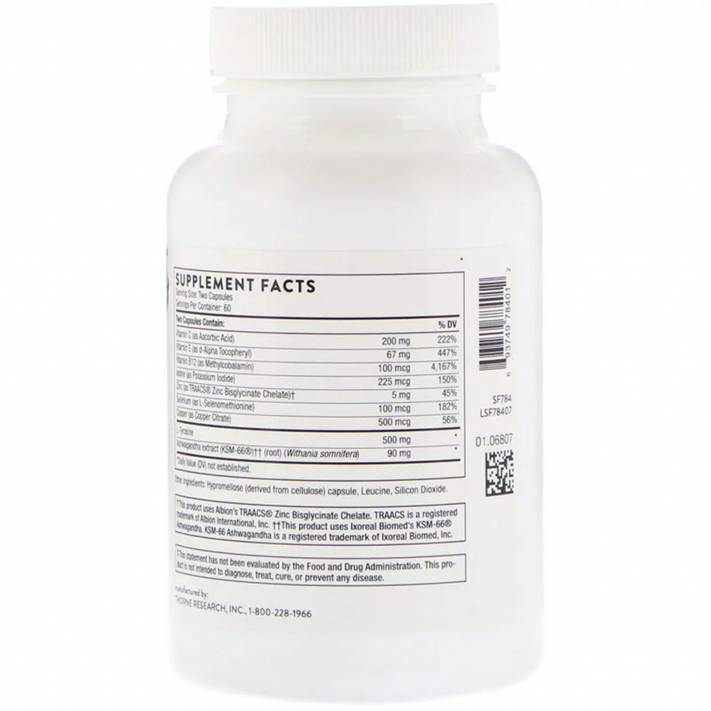 Мінерали Thorne Research Підтримка щитовидної залози, Thyrocsin, 120 капсул (THR-78401) - зображення 2