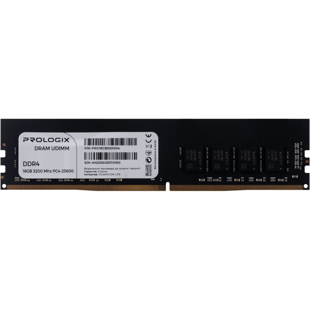 Модуль пам'яті для комп'ютера DDR4 16GB 3200 MHz Prologix (PRO16GB3200D4) - зображення 1