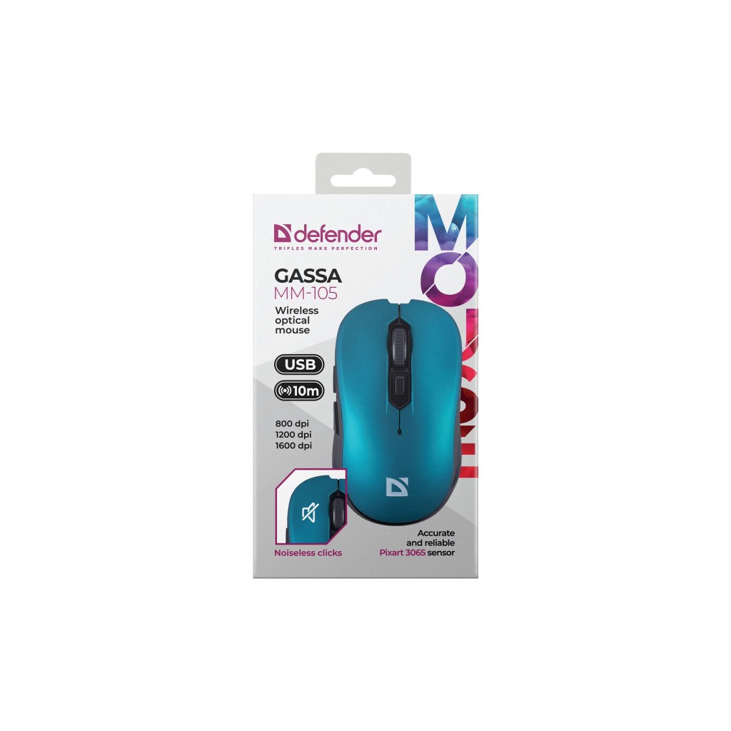 Мишка Defender Gassa MM-105 Wireless Turquoise (52102) - зображення 5