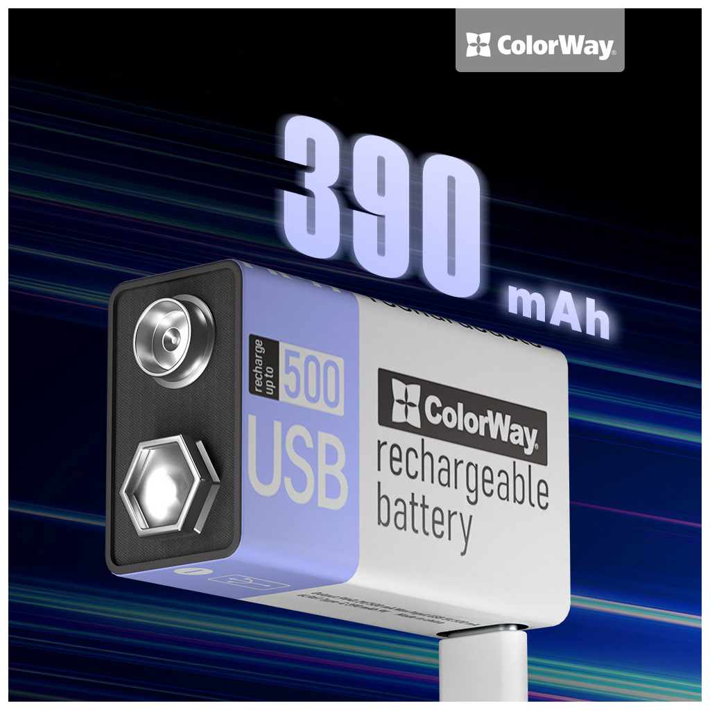 Акумулятор ColorWay Крона USB-С 390 mAh 9V (Li-Polymer) (CW-UB9V-06) - зображення 5
