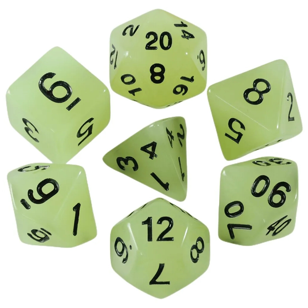 Набір кубиків для настільних ігор Games 7 Days Glow in the dark 7 Dice Set - White (g7dglow05) - зображення 1