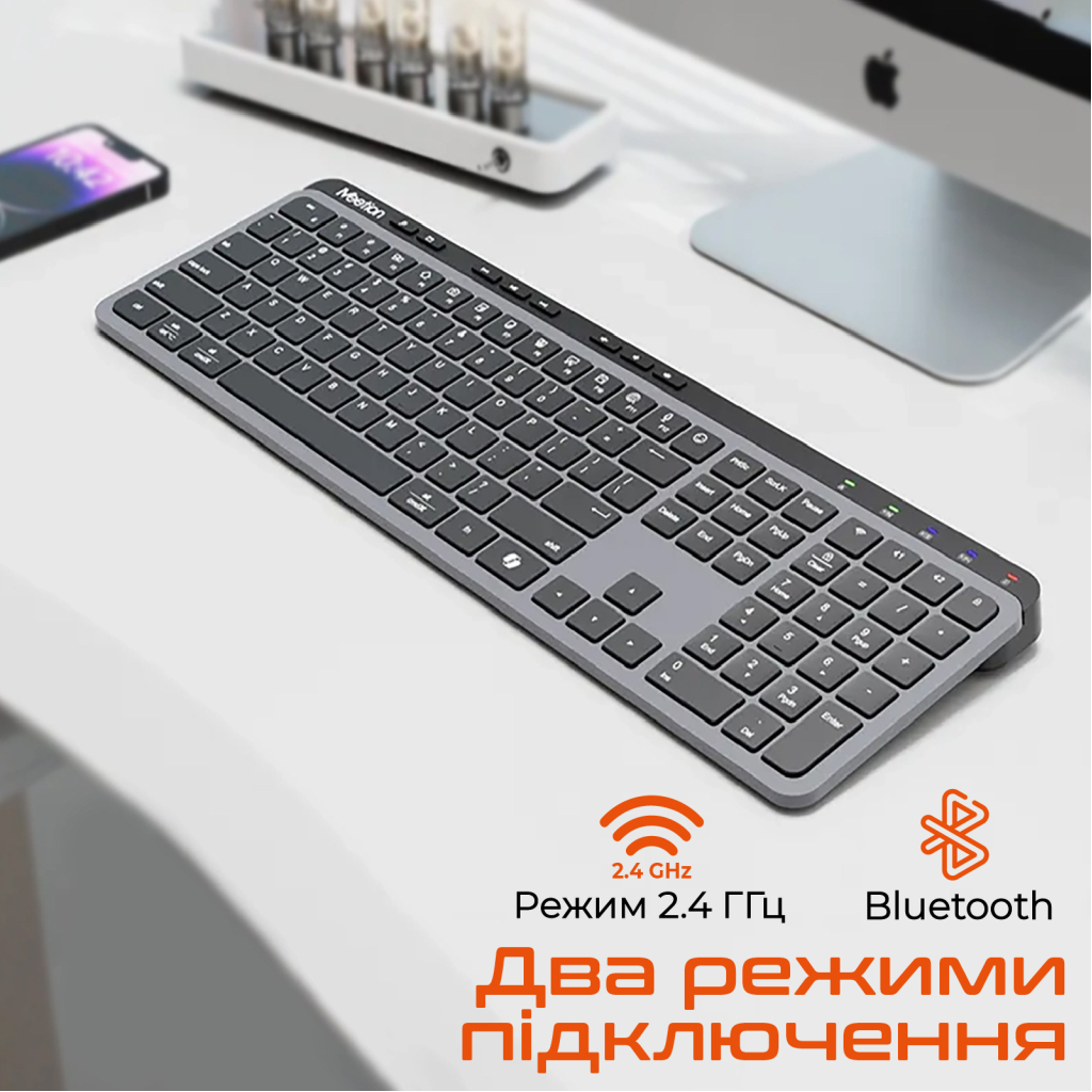 Клавіатура Meetion WK330 Wireless/Bluetooth Black (MT-WK330-A-RUA) - зображення 4