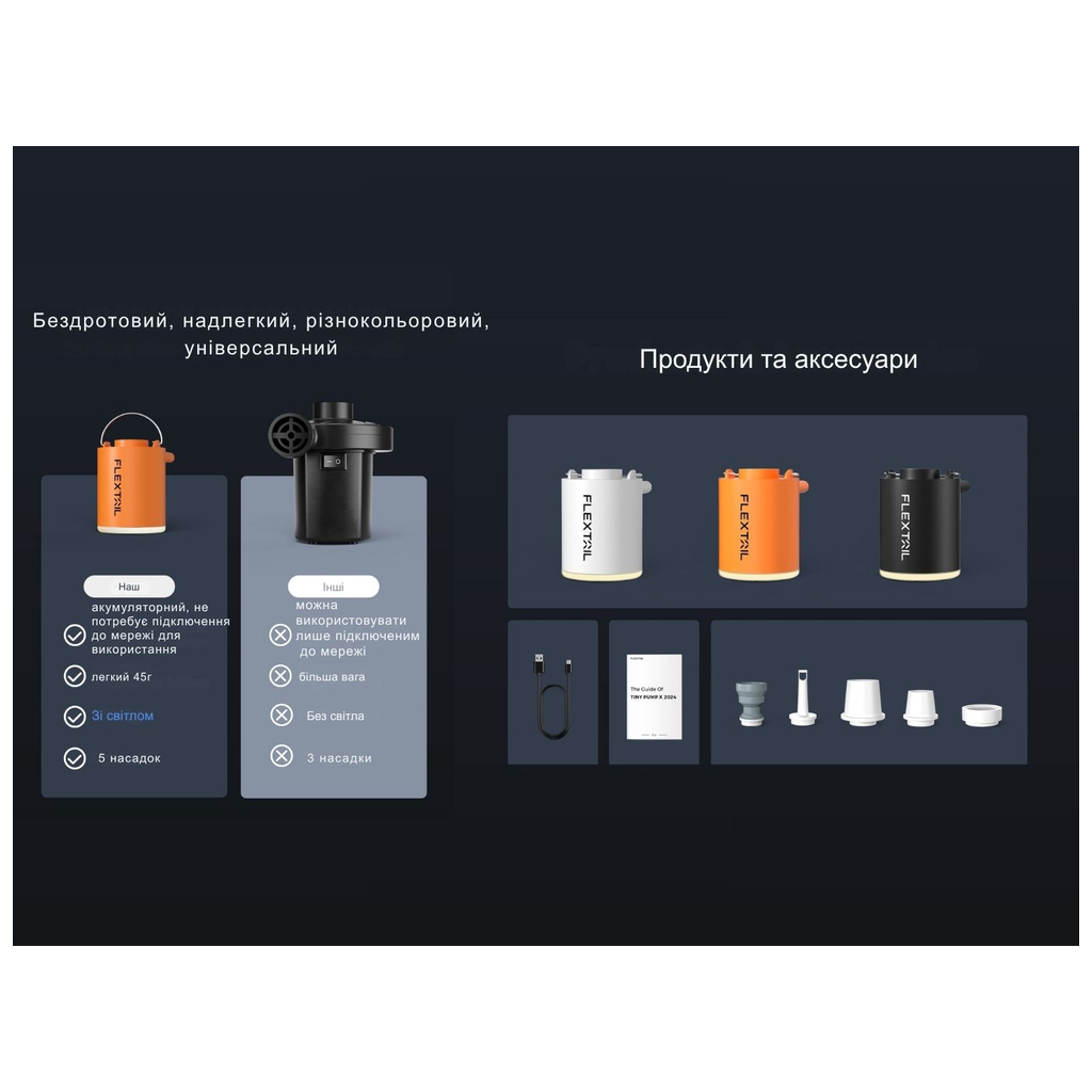 Насос для надувних меблів Flextail Tiny Pump Х з функцією ліхтаря, чорний (6975755964355) - picture 11