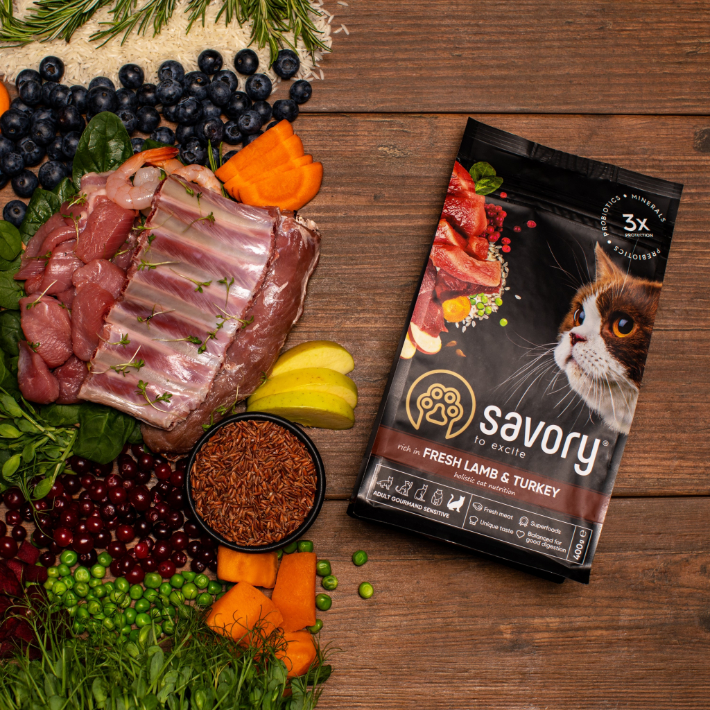 Сухий корм для кішок Savory Adult Cat Sensitive Digestion Fresh Lamb and Turkey 2 кг (4820232630082) - зображення 6