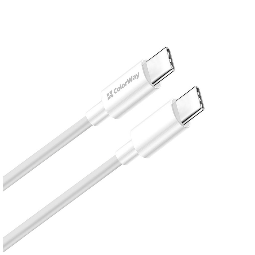Дата кабель USB-C to USB-C 1.0m 3A 60W white ColorWay (CW-CBPDCC055-WT) - зображення 2