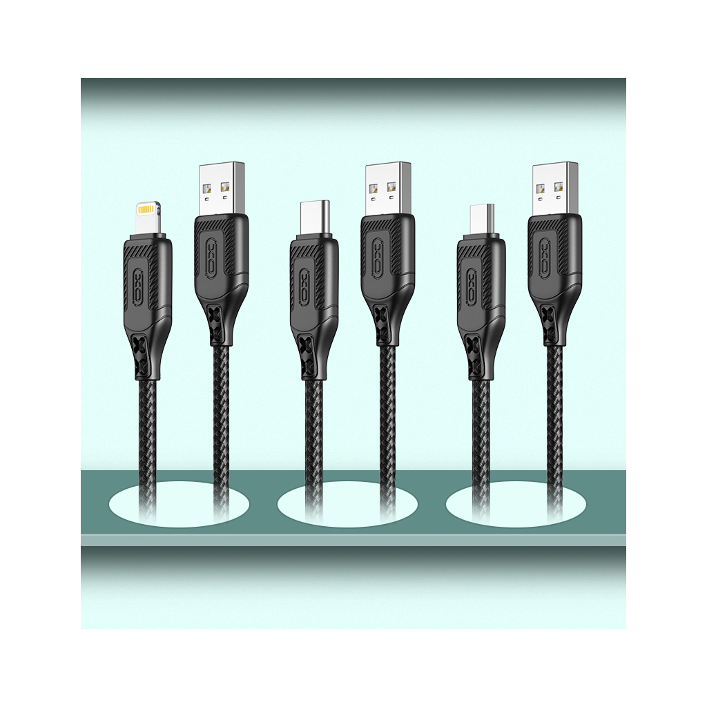 Дата кабель USB 2.0 AM to Lightning 1.0m braided black XO (NB235_L_Black) - зображення 4