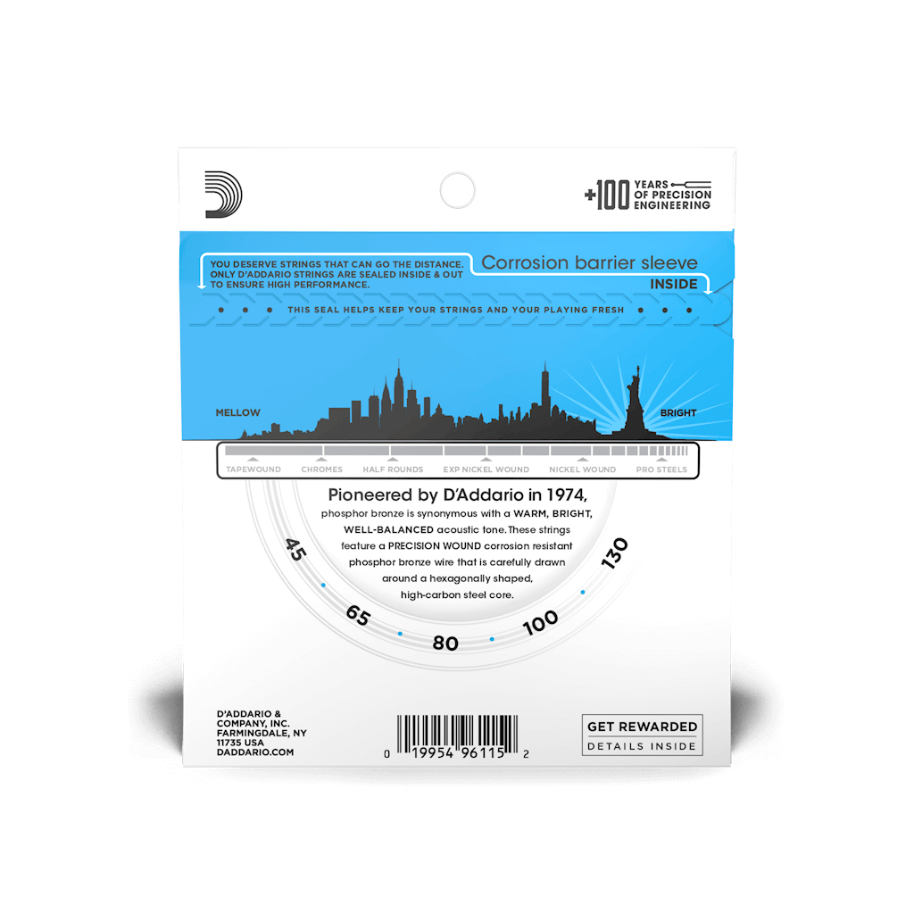 Струни для гітари D'Addario Acoustic Bass Phosphor Bronze Light 5-String (45-130) (EPBB170-5) - зображення 2