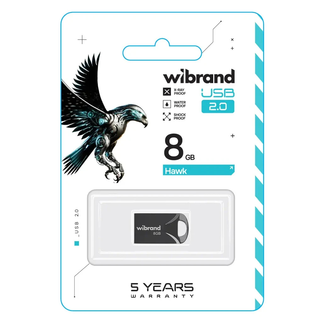 USB флеш накопичувач Wibrand 8GB Hawk Black USB 2.0 (WI2.0/HA8M1B) - зображення 2
