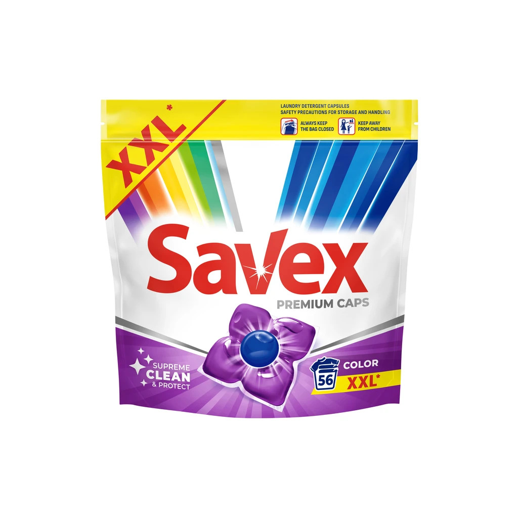 Капсули для прання Savex Premium Caps Color 56 шт. (3800024048142) - зображення 1