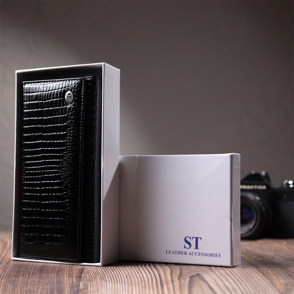 Гаманець ST Leather Шкіряний Чорний (22683) - зображення 11