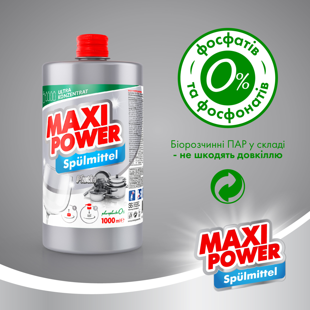 Засіб для ручного миття посуду Maxi Power Платинум запаска 1000 мл (4823098408475) - зображення 5