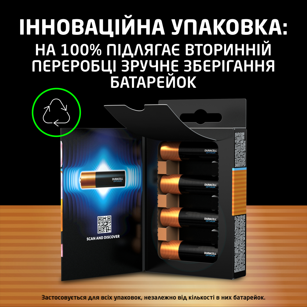 Батарейка Duracell Optimum AA лужні 4 шт. в упаковці (5015595) - зображення 5