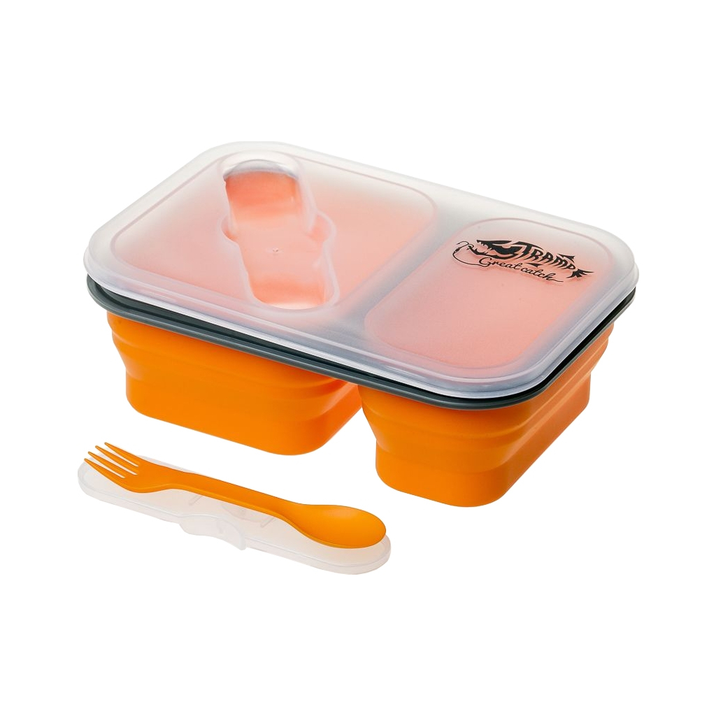 Набір туристичного посуду Tramp 2 отсека силиконовый 900ml с ловилкой orange (TRC-090-orange) - зображення 2