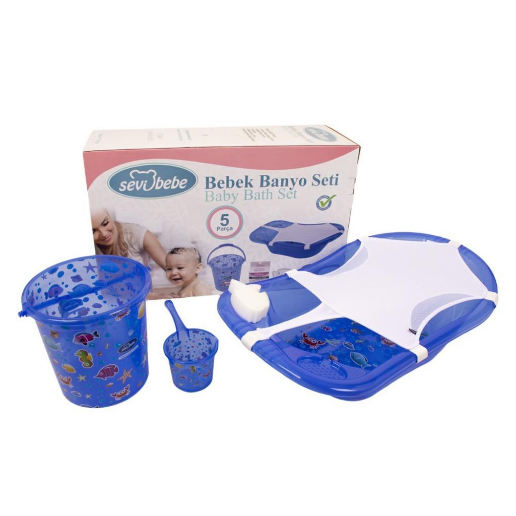 Ванночка Sevi Bebe Набір для купання з малюнком Блакитний (8692241137014) - зображення 6