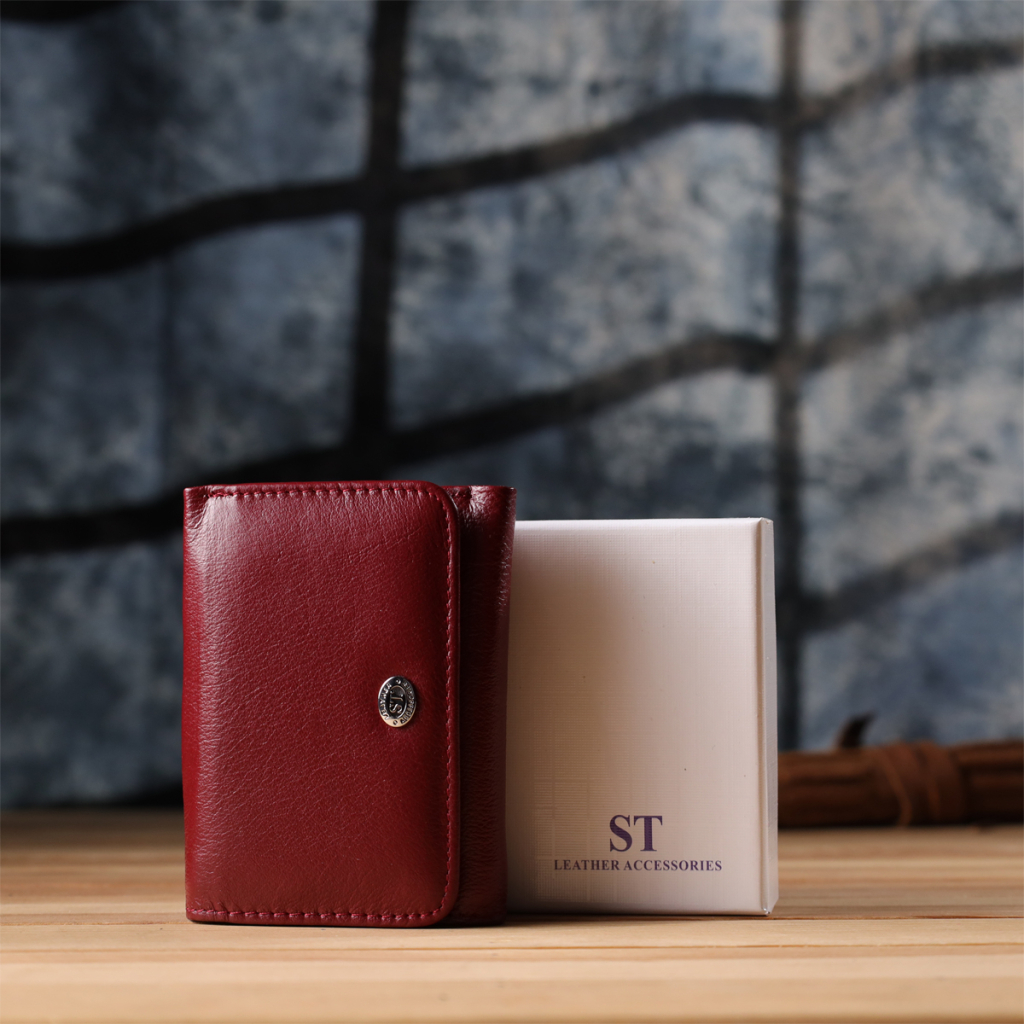Гаманець ST Leather З натуральної шкіри Бордовий (23073) - зображення 11