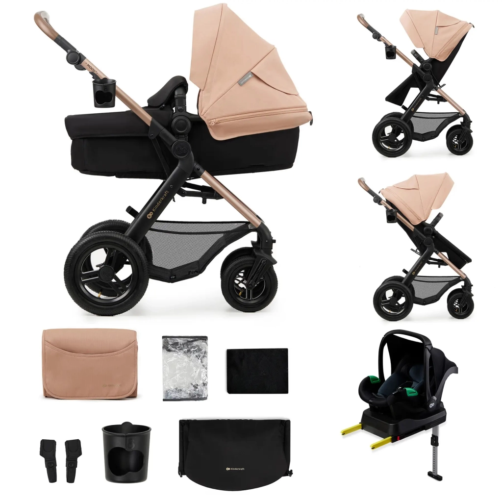 Коляска Kinderkraft 3 в 1 Moov 2 Air Sand Beige (KSMOOV02BEG0000) (5902533925773) - зображення 1