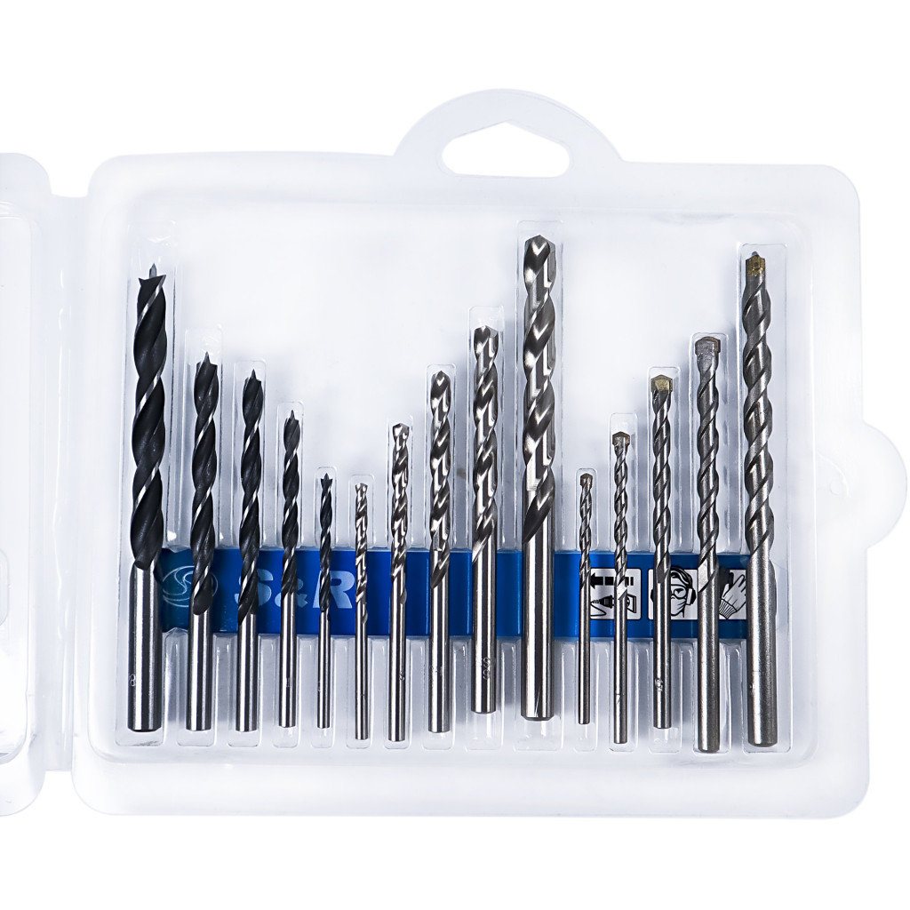 Набір свердл S&R Meister 15шт.:3,4,5,6,8мм мет/дер/бетон (216301015) - зображення 3