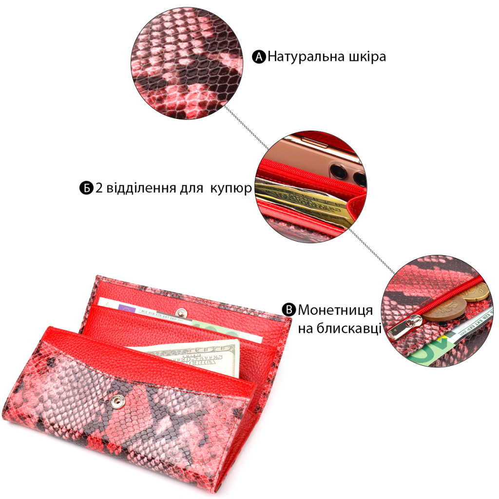 Гаманець Canpellini З натуральної шкіри Різнобарвний (21627) - зображення 4