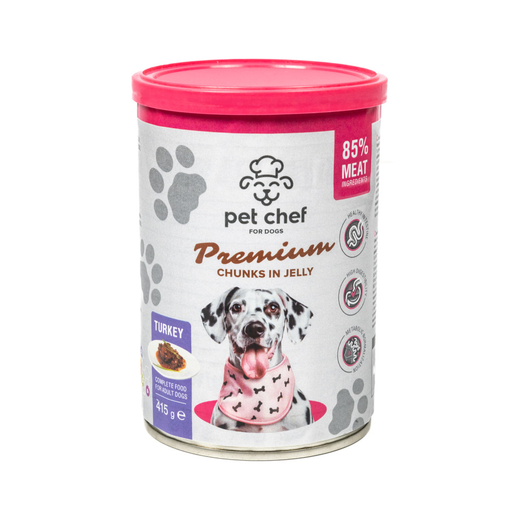 Вологий корм для собак Pet Chef З індичкою 415 г (4820255193601) - зображення 1