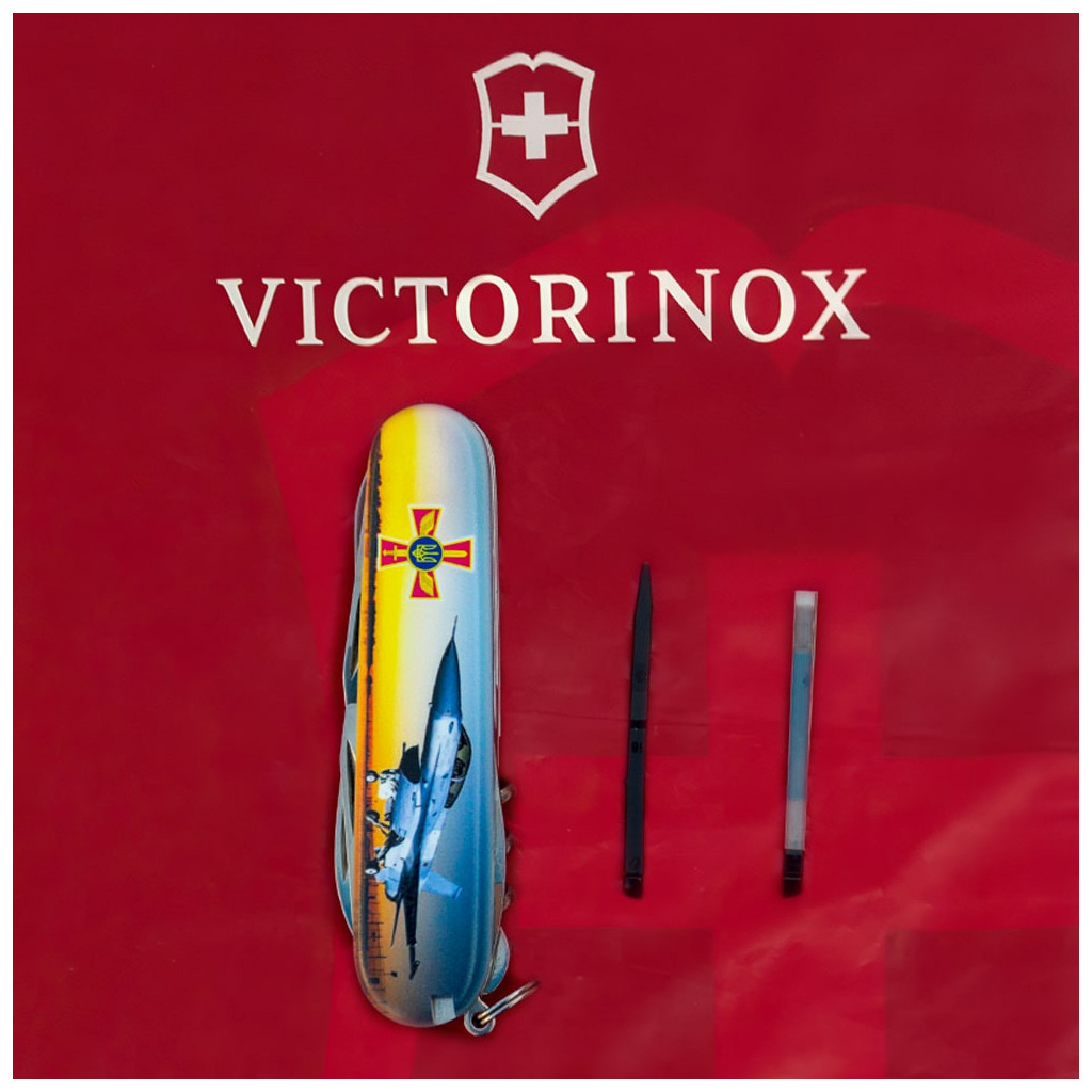 Ніж Victorinox Climber Army Чорний Літак + Емблема ПС ЗСУ (1.3703.3_W3040p) - зображення 6