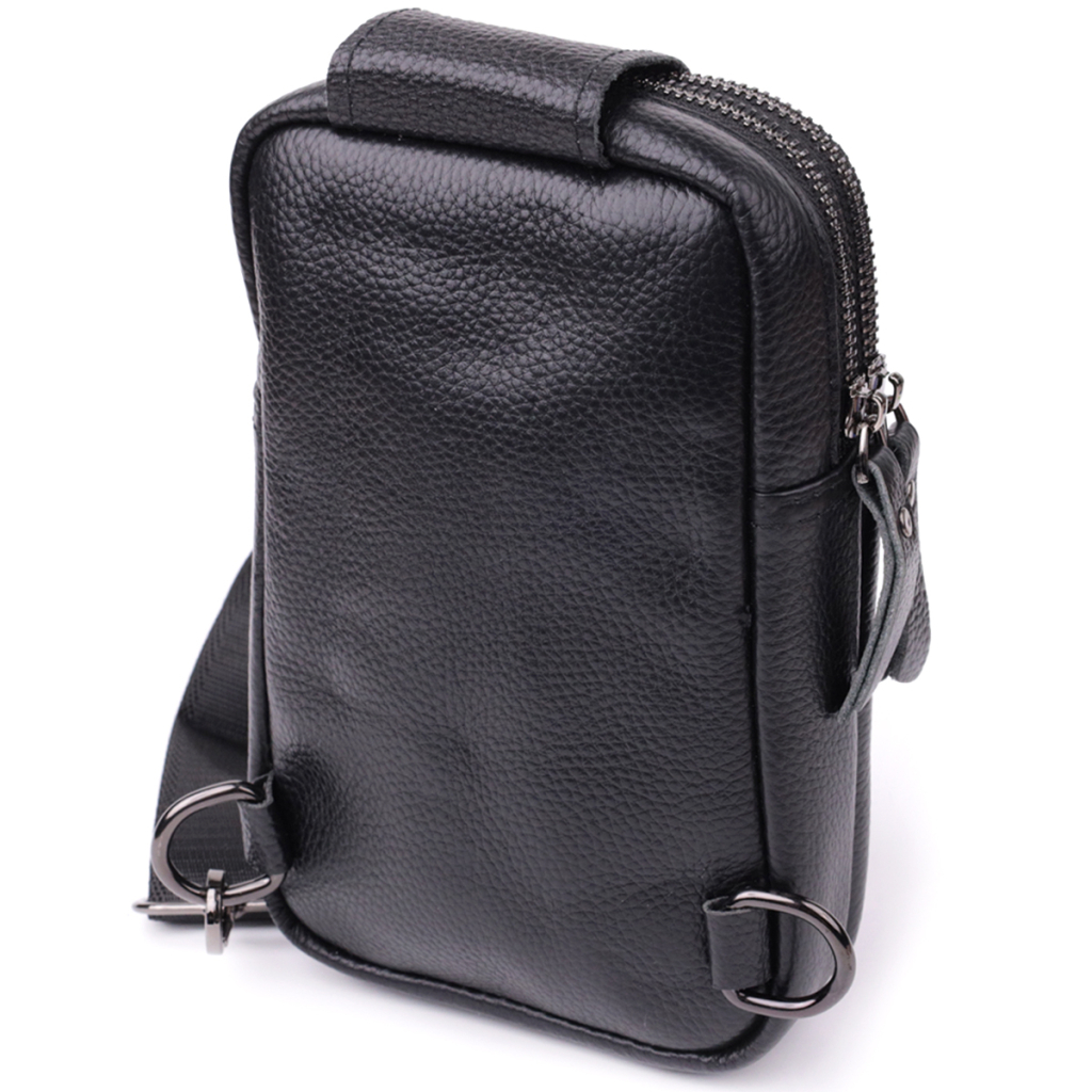 Сумка Vintage Слінг для чоловіків з натуральної шкіри Чорна (sale_15105) - зображення 2