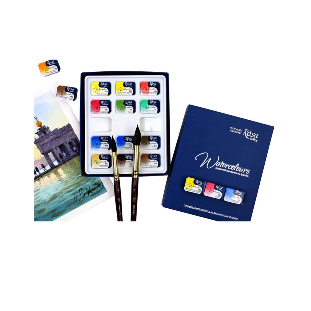 Акварельні фарби Rosa Gallery Класика 12 кольорів 2.5 мл кювета, картон (4823098502838) - зображення 3