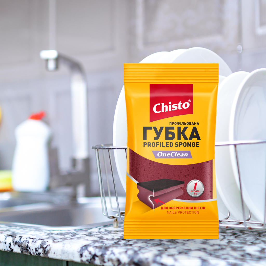 Губки кухонні Chisto OneClean Профільована 1 шт. (4823098415428) - зображення 3