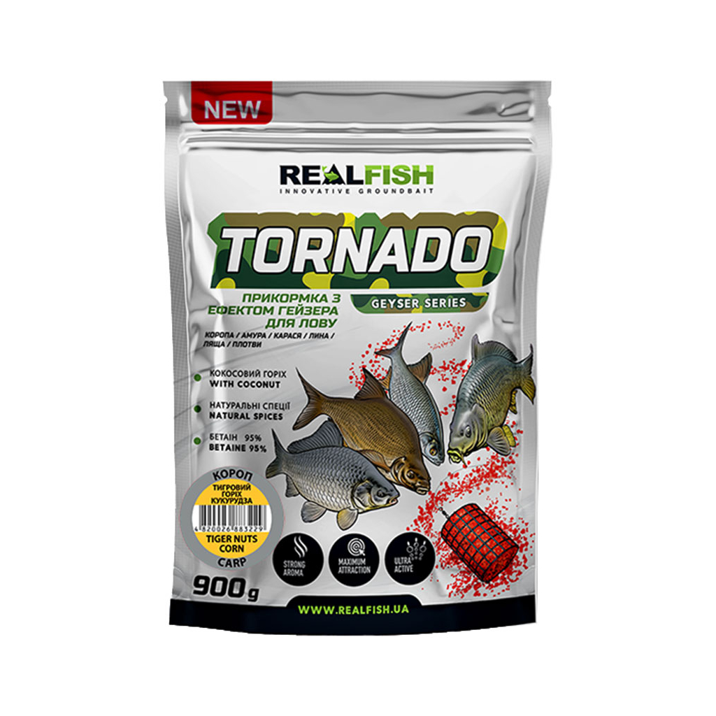 Прикормка Real Fish Торнадо Короп (Тигровий горіх Кукурудза) 0.9kg (809.00.45) - зображення 1