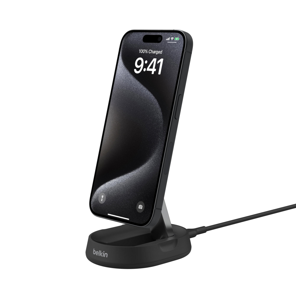 Зарядний пристрій Belkin 15W Magnetic Stand Qi2 black (WIA008BTBK) - изображение 10