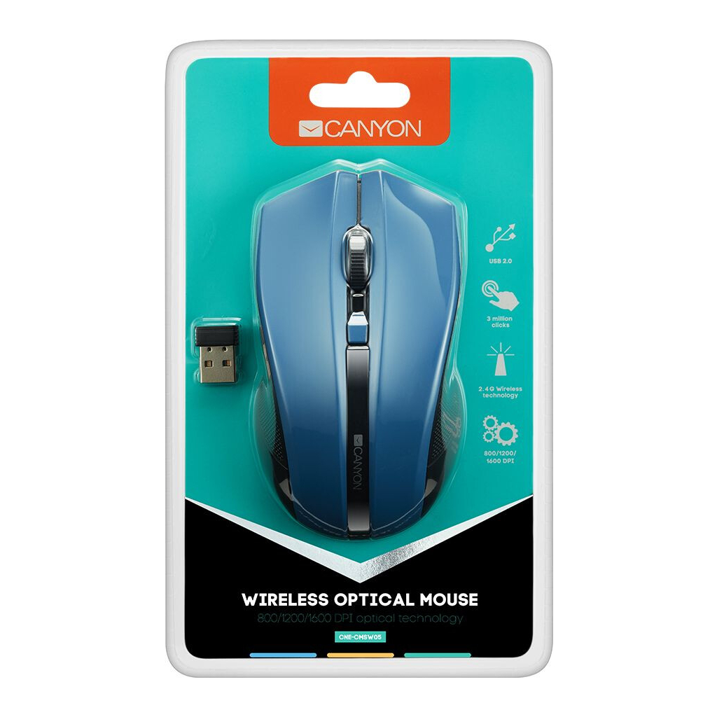 Мишка Canyon MW-5 Wireless Blue-Black (CNE-CMSW05BL) - зображення 4