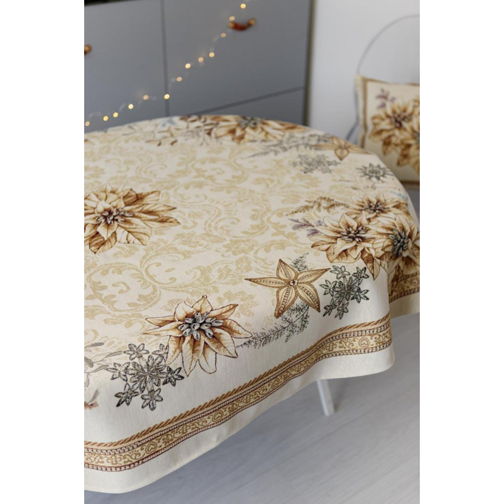 Скатертина Прованс гобеленова з велюром Золоте свято овал 135х240 см (037392) - зображення 3