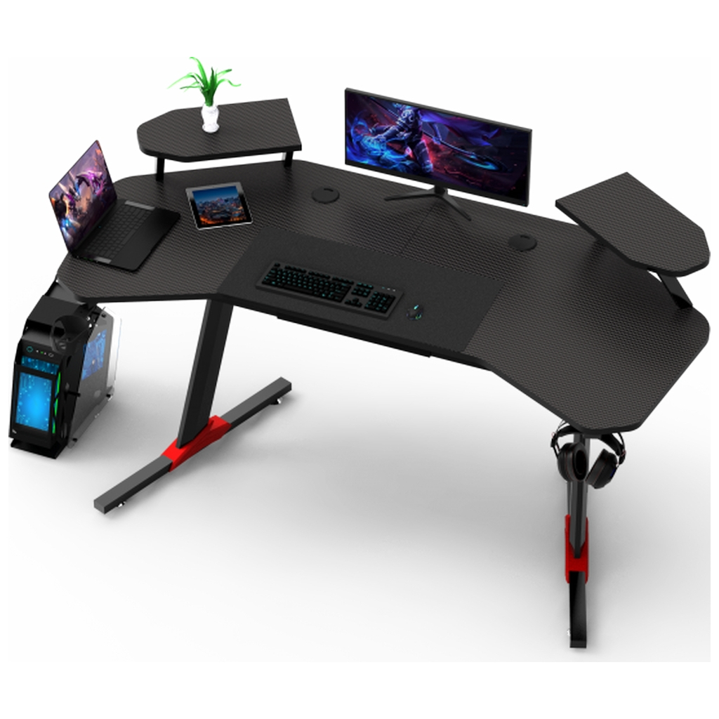 Комп'ютерний стіл GT Racer GT Racer T-1246 (160x60x73) Black (T-1246 (160x60x73) Black) - зображення 5