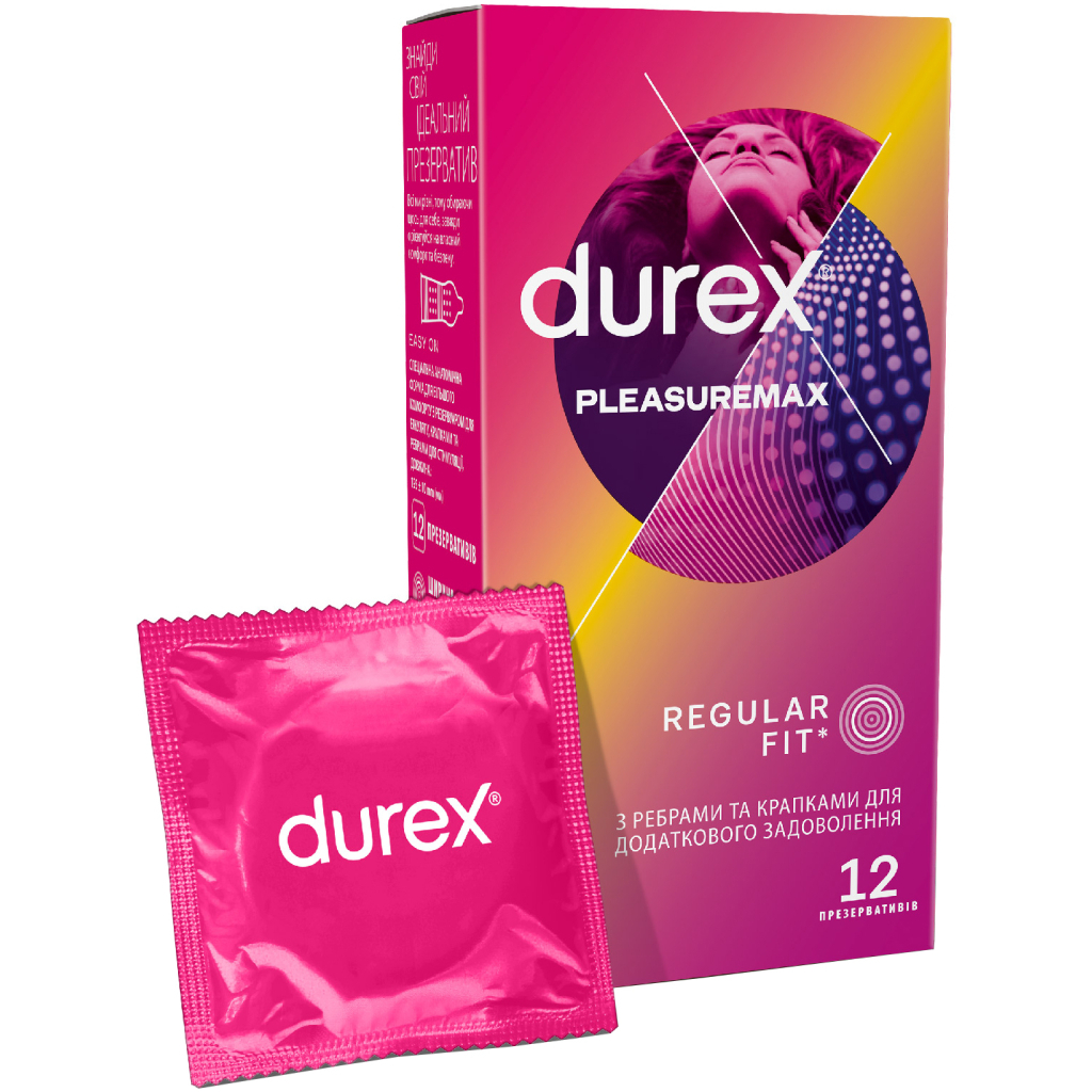Презервативи Durex Pleasuremax з силіконовою змазкою з ребрами та крапками 12 шт. (5038483204016) - изображение 1