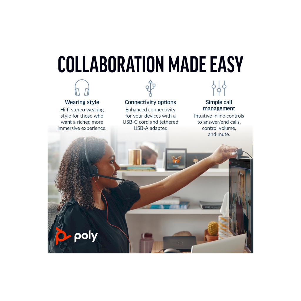 Навушники Poly Blackwire 3220 USB-A/C (8X228AA) - зображення 4