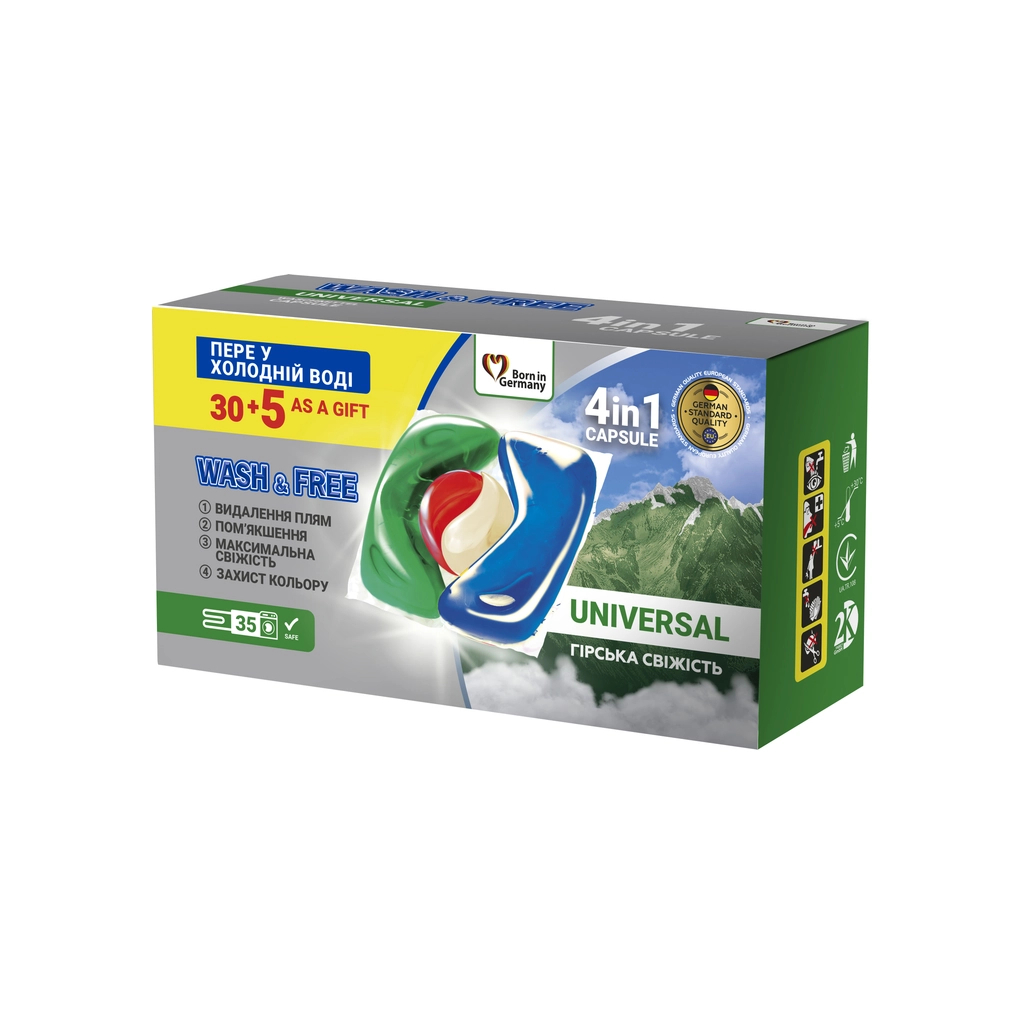 Капсули для прання Wash&Free Universal Гірська свіжість 35 шт. (4262396144430) - зображення 2