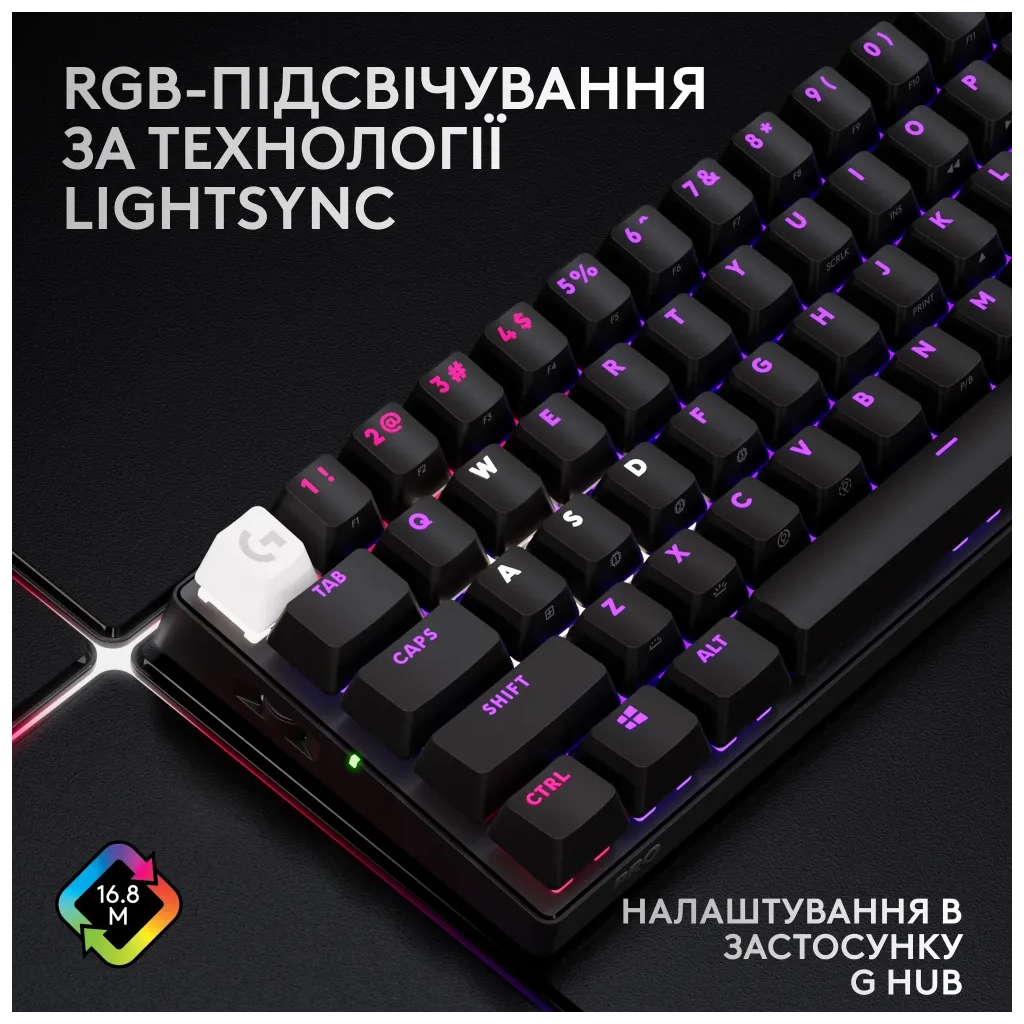 Клавіатура Logitech G Pro X 60 Lightspeed GX Tactile Wireless/Bluetooth UA Black (920-011911) - зображення 12