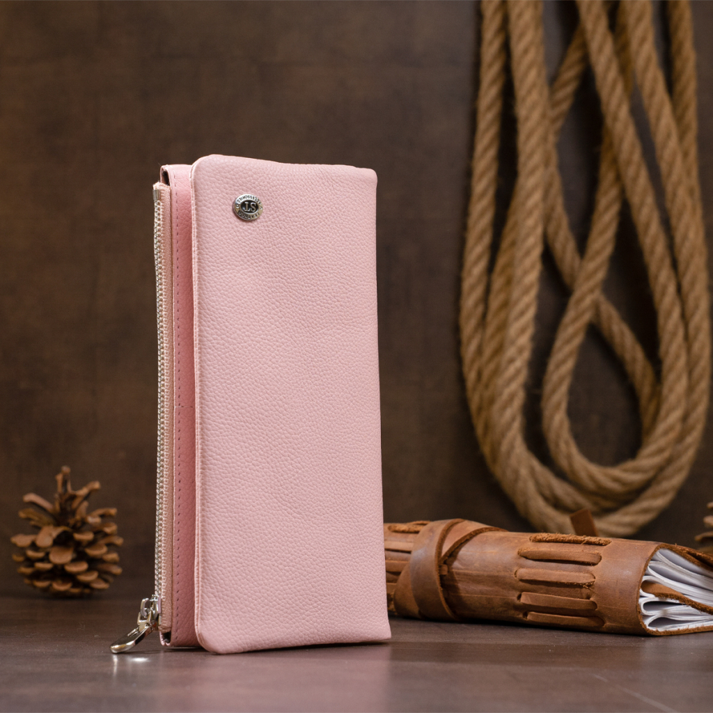 Гаманець ST Leather На кнопці Рожевий (19201) - зображення 8