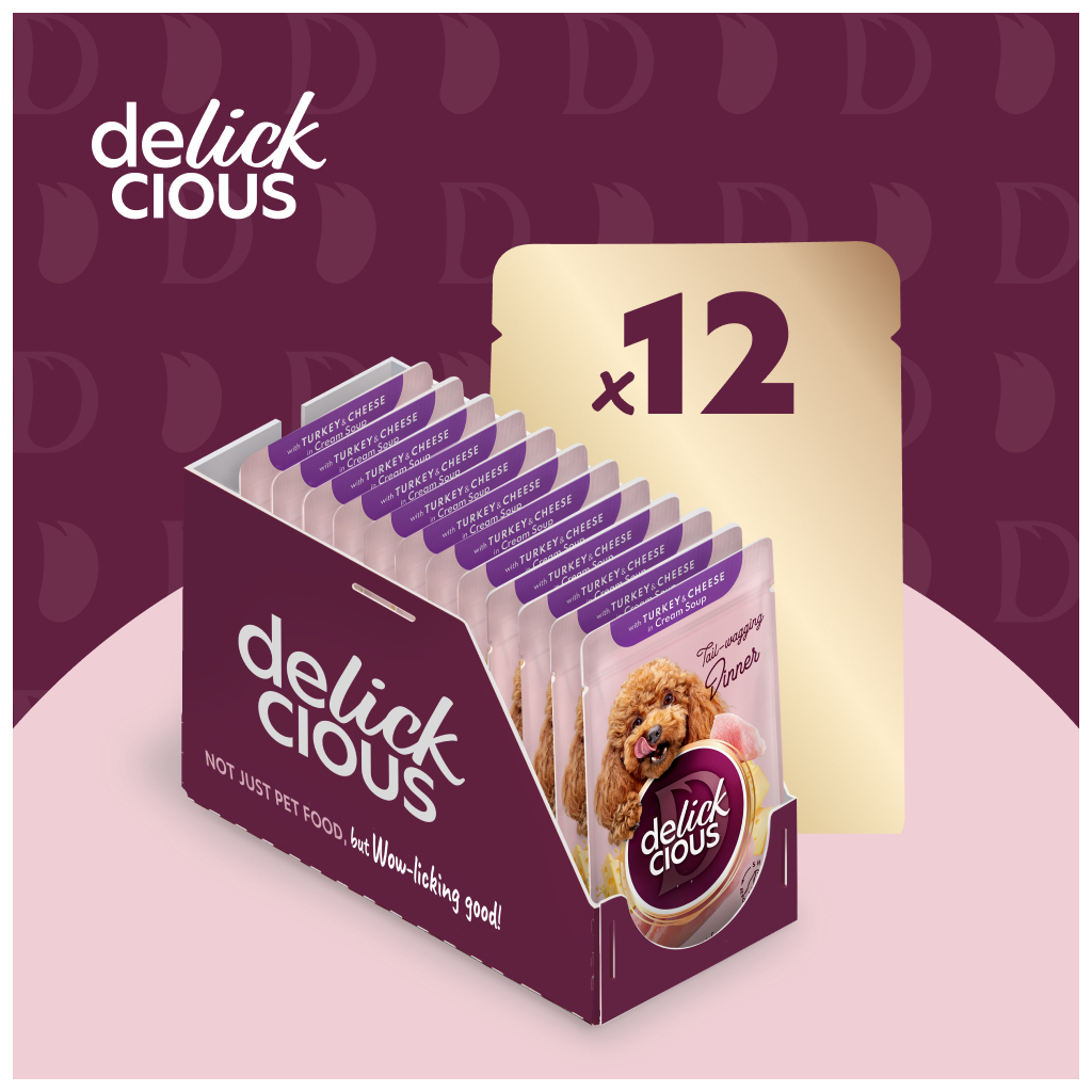 Вологий корм для собак Delickcious Смужки з індичкою та сиром в крем-супі 85 г (4820269141810) - зображення 5